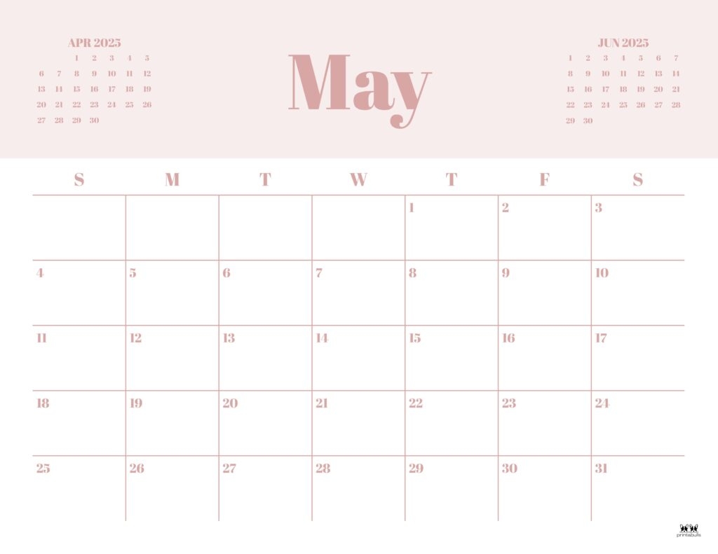 May 2025 Calendars 107 FREE Printables Printabulls