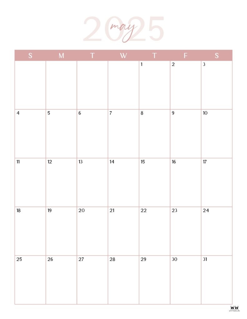 Free Printable Lined Monthly Calendar May 2025 Free Printable Lined Monthly Calendar May 2025