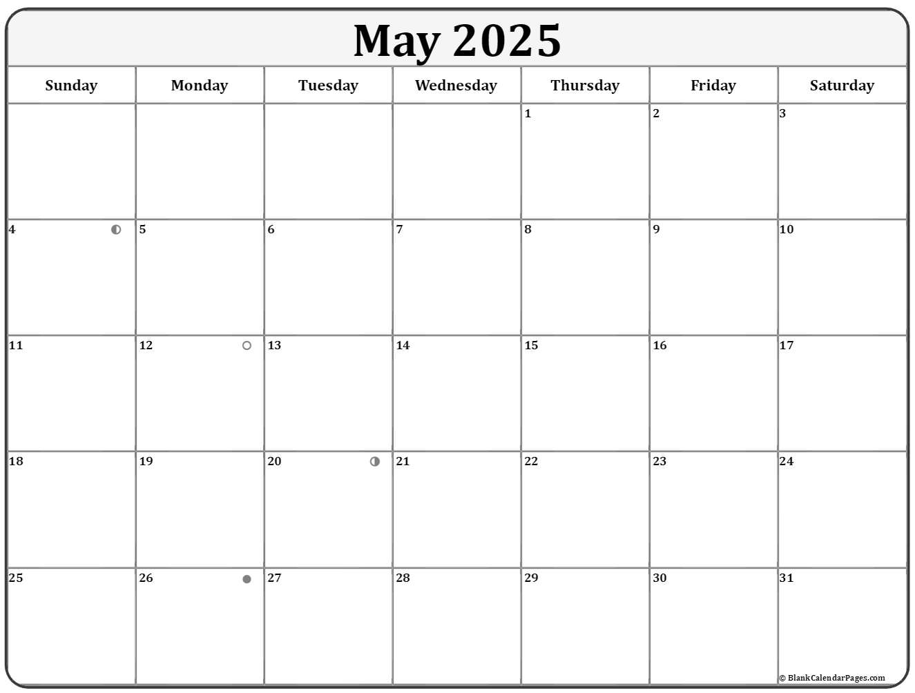 May 2025 Lunar Calendar Moon Phase Calendar