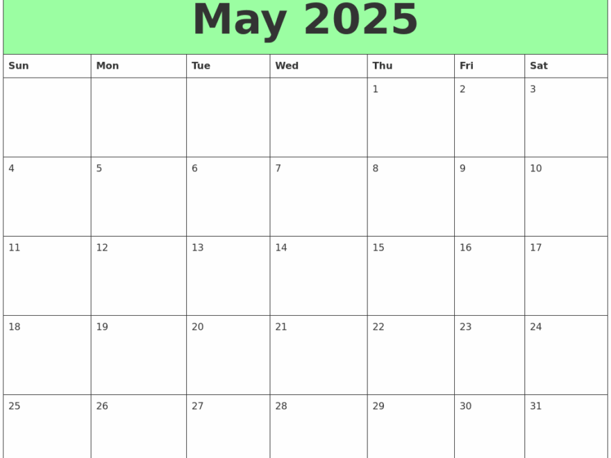 May 2025 Printable Calendars