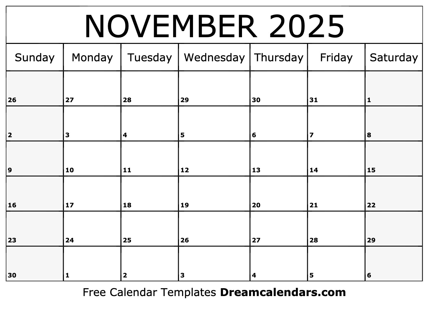 November 2025 Calendar Free Printable With Holidays And Observances
