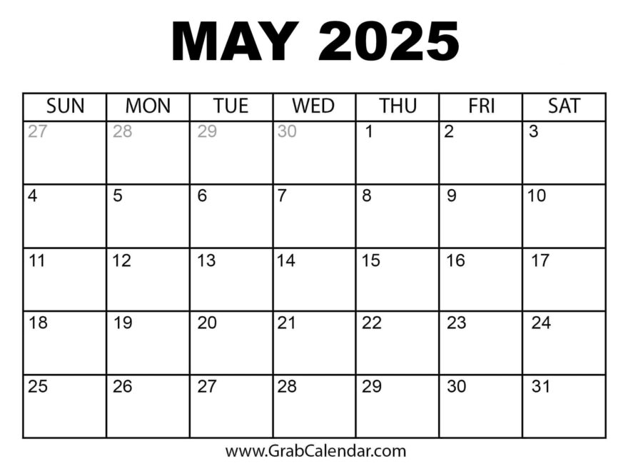 Printable May 2025 Calendar