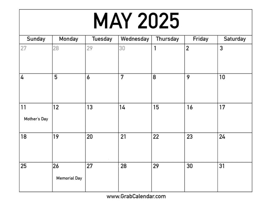 Printable May 2025 Calendar
