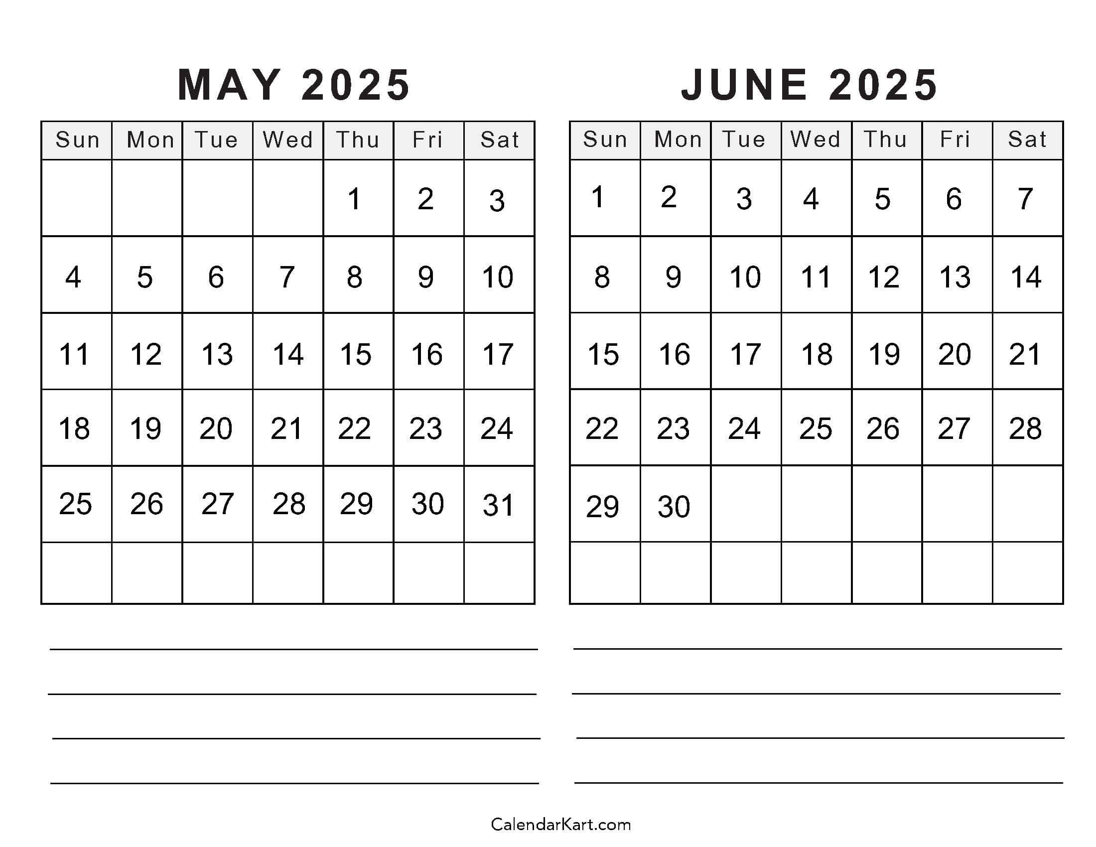 May June July 2025 Calendar