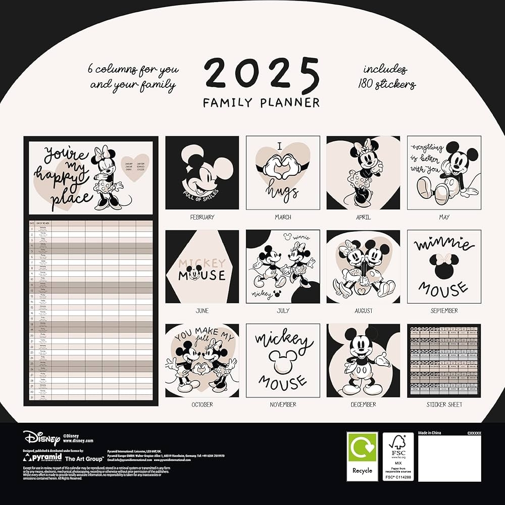 Pyramid Mickey Friends 2025 Family Planner 30 X 30 Cm Family Calendar With Disney Characters Monthly Calendar With 6 Columns And Sticker Sheet Sustainable Only With Paper Envelope Unknown Author 9781804231418 Amazon Office Products