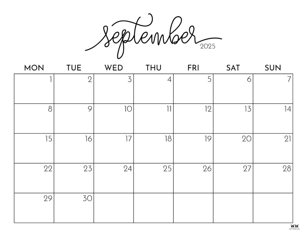 May Printable Calendars 2025 September Printable Calendars 2025