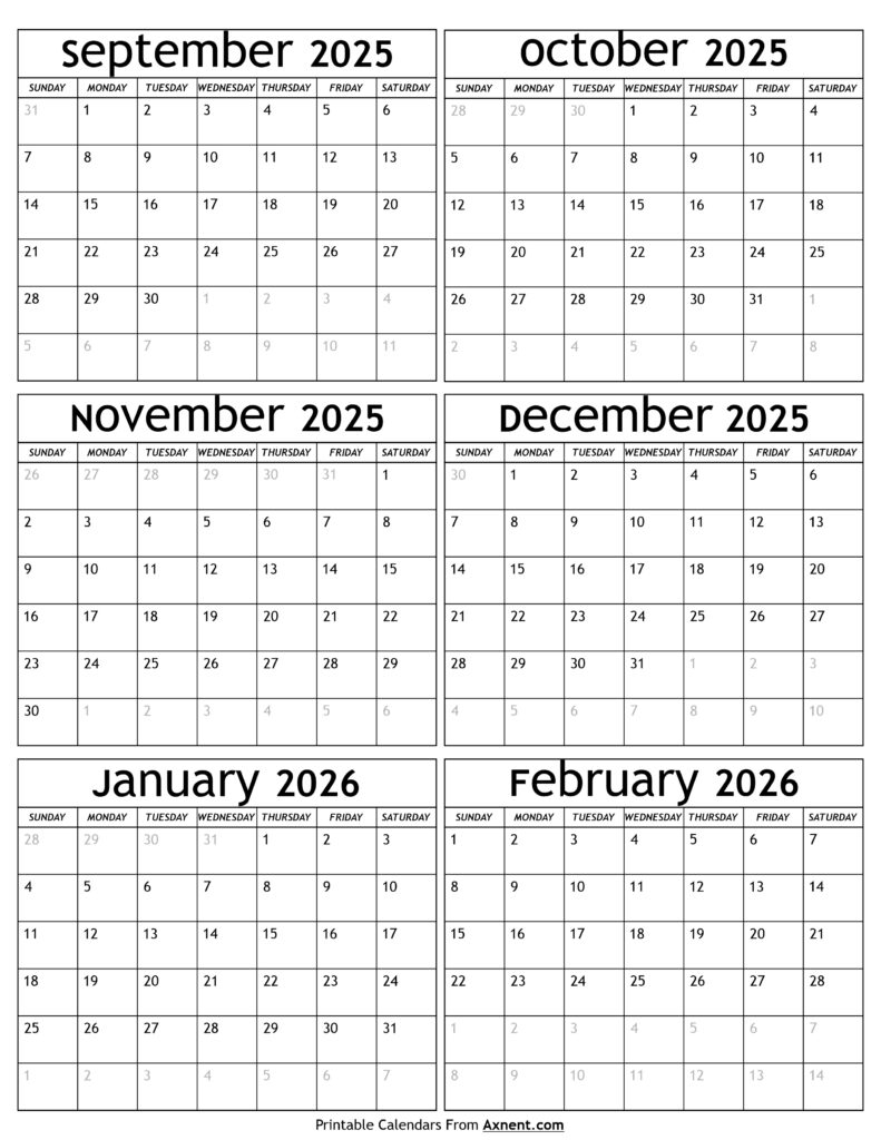 September 2025 To June 2026 Calendar