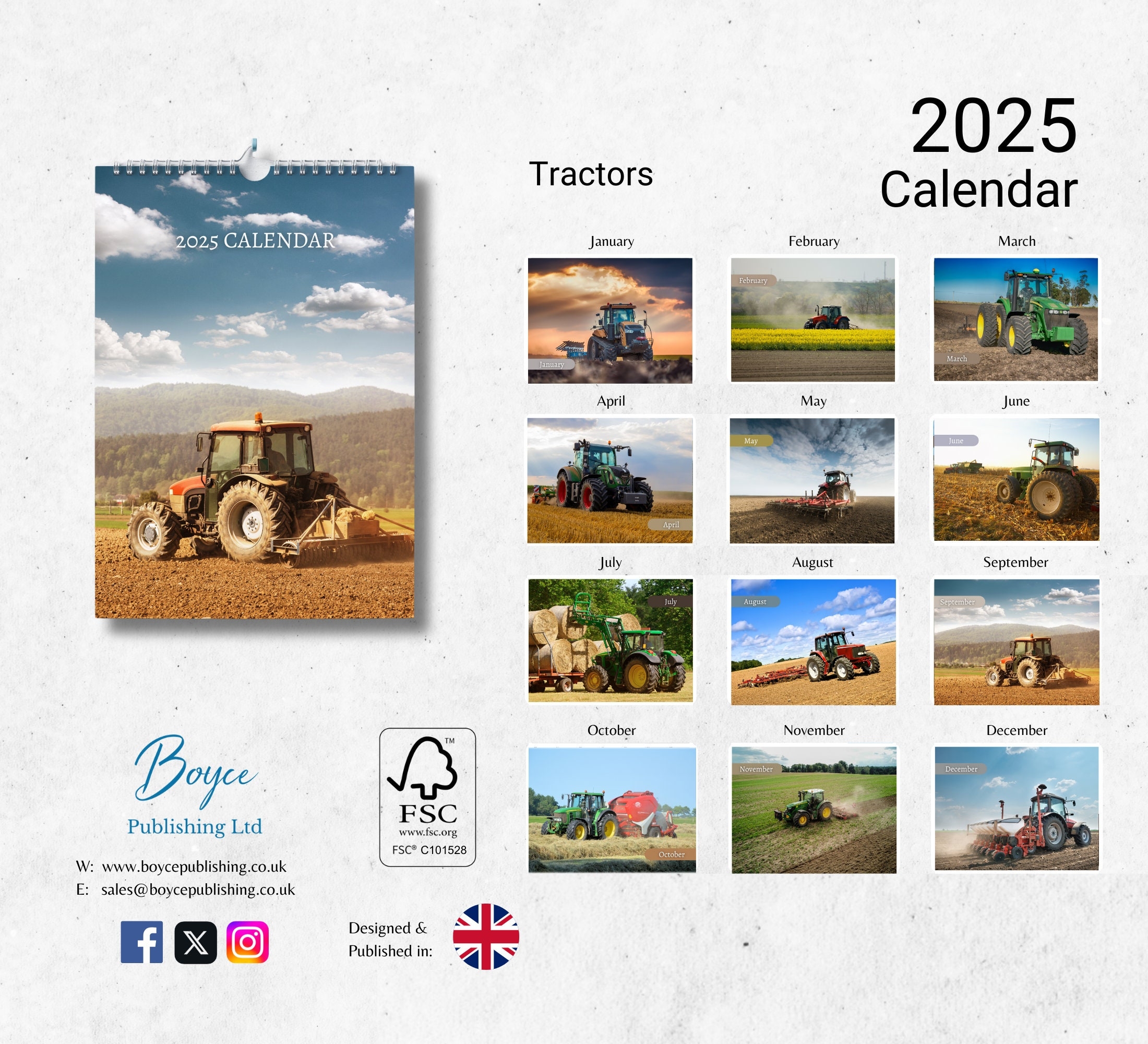 Tractors Calendar 2025 Monthly Wall Calendar With Notes Hanging A4 Size Includes Key UK US Dates And Holidays Etsy