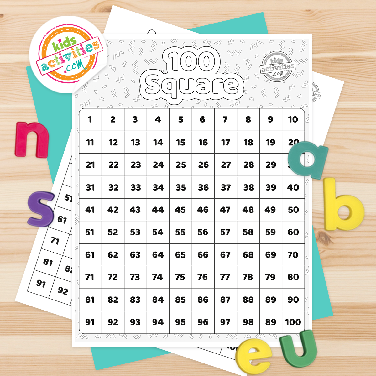 100 Square Printable Free Resources Kids Activities Blog