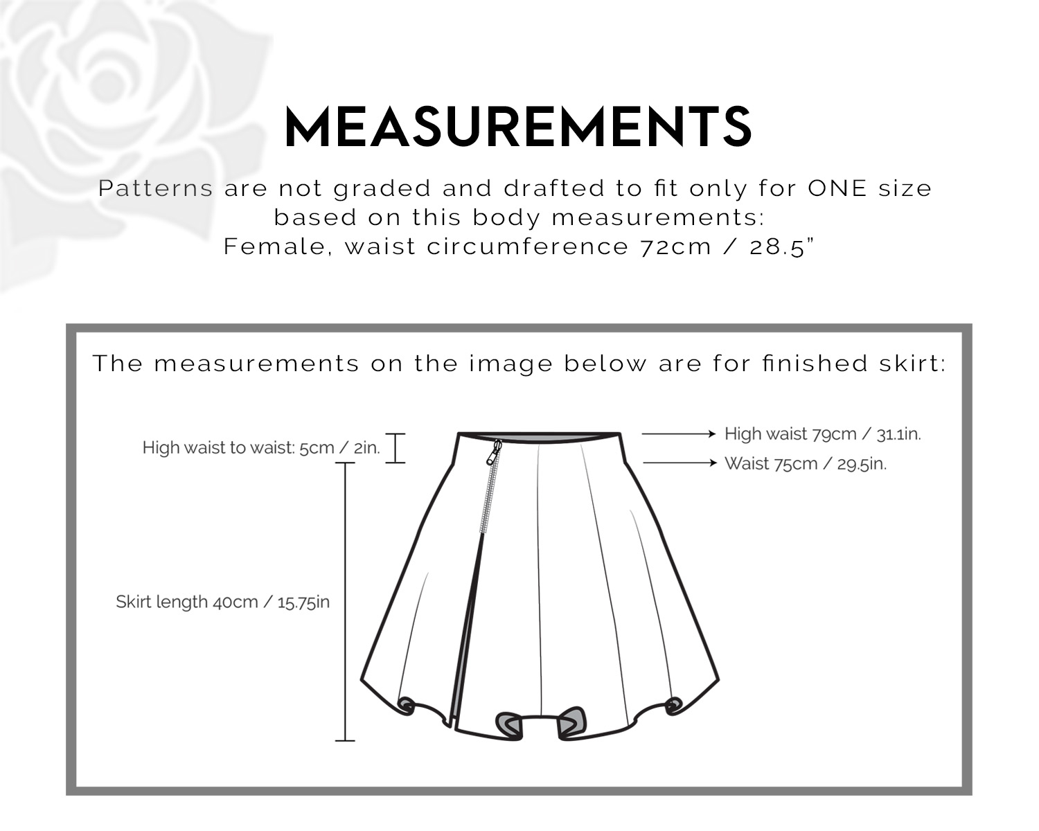 2B 8 Pieces High Waist Skirt PDF Sewing Pattern Female M Size Neko Workshop