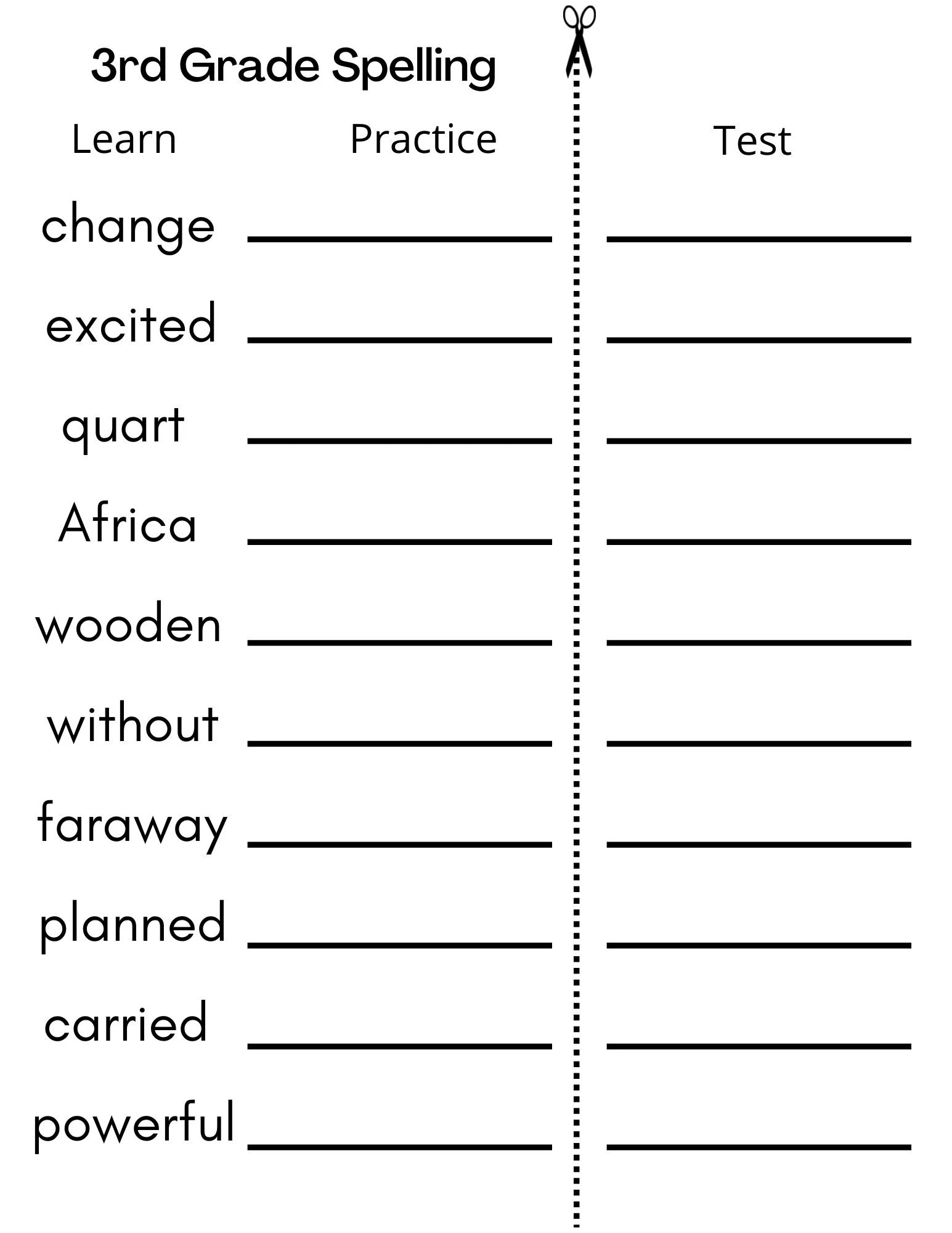 8 Printable Third Grade Spelling Writing Spelling Test Etsy
