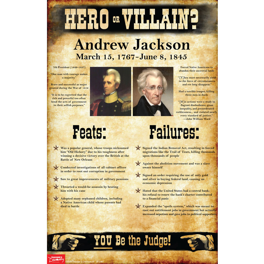 Andrew Jackson Hero Or Villain Mini Poster Social Studies Worksheets Library