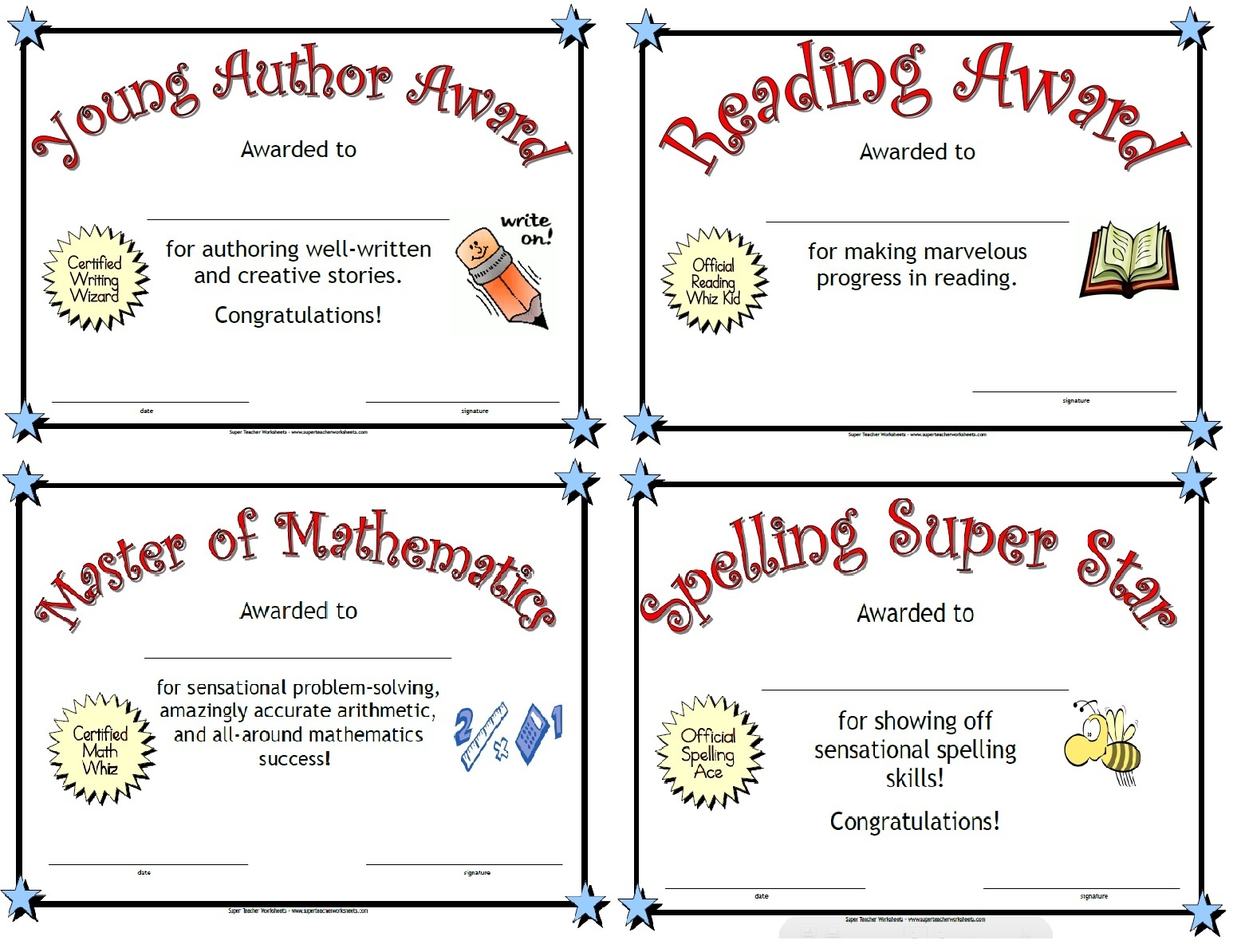 Award Certificates For Kids