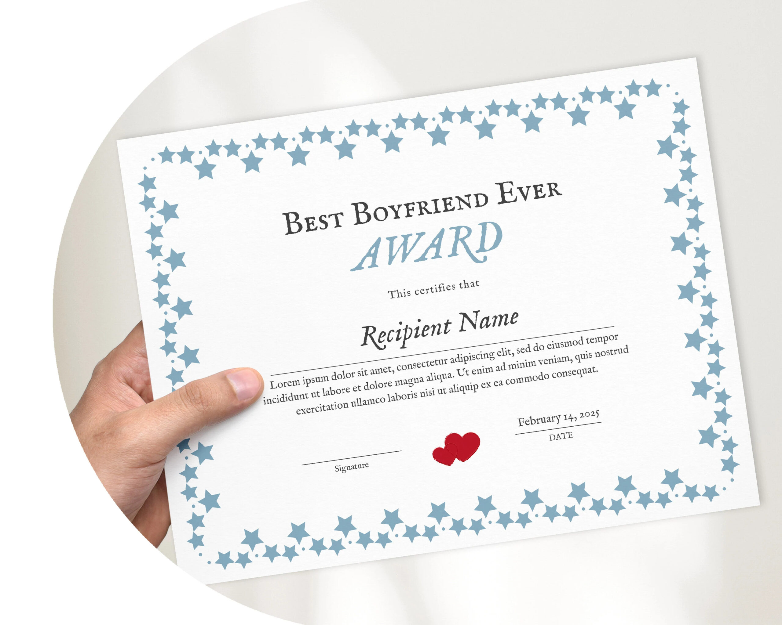 Best Boyfriend Certificate Printable Template