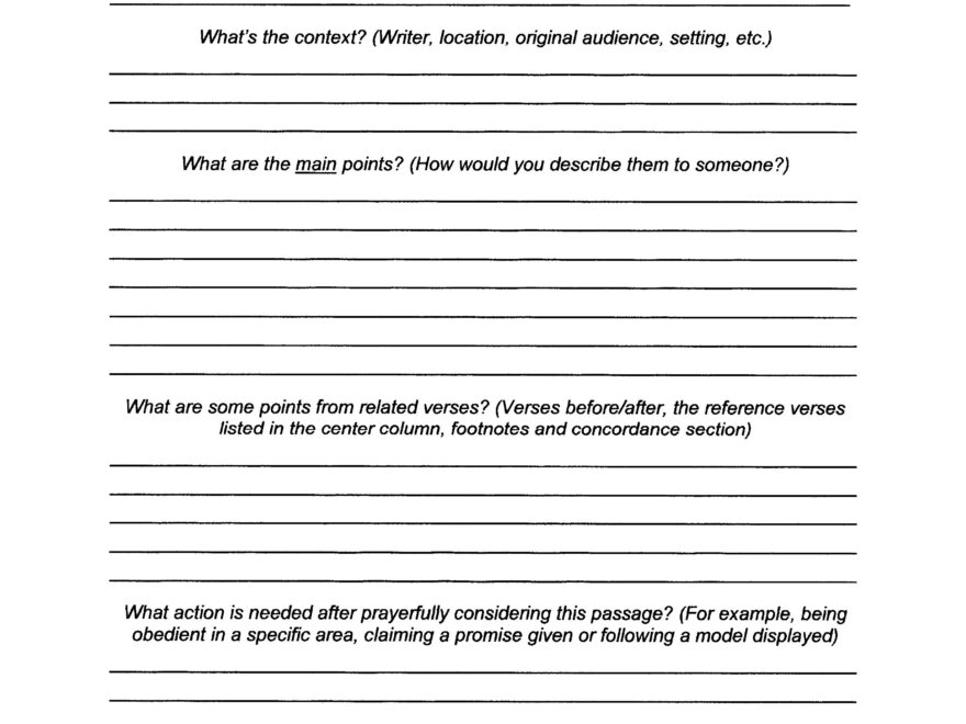 Bible Study Worksheets Cchrisholland