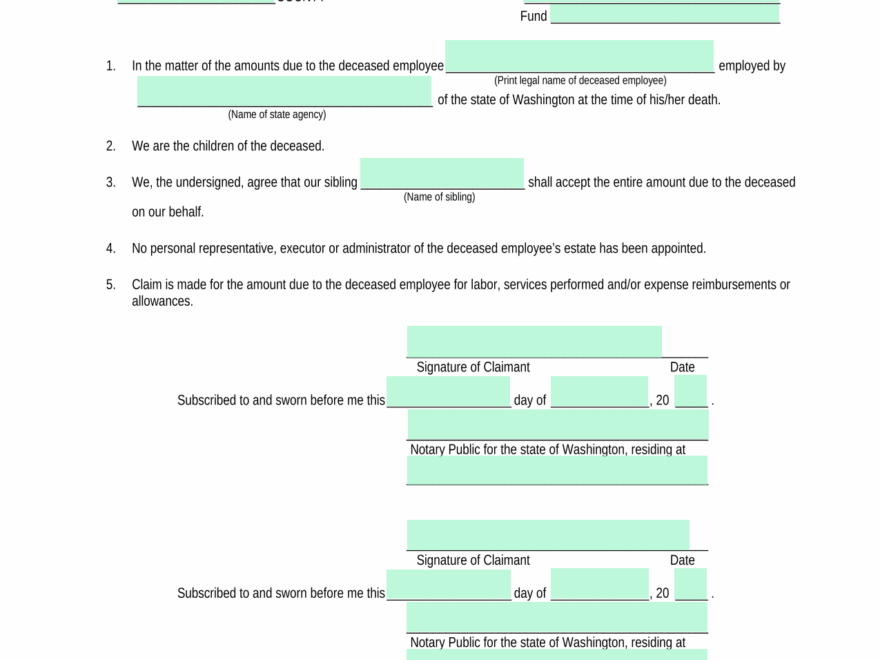 CLAIM FOR INDEBTEDNESS OF STATE OF WASHINGTON TO DECEASED EMPLOYEE MULTIPLE CHILDREN