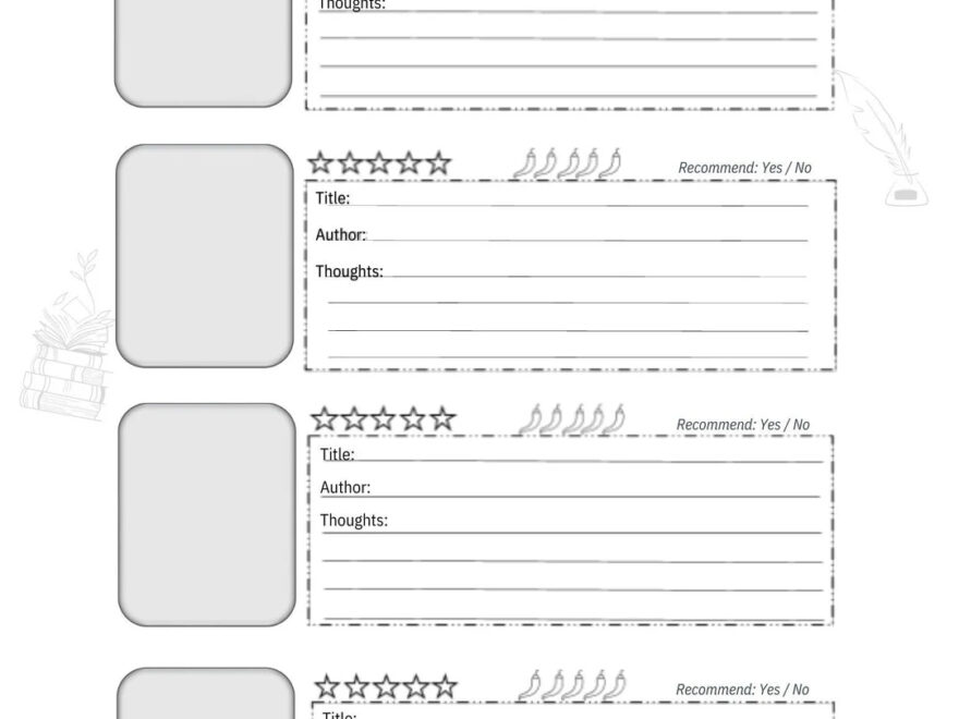 Digital Download Book Review Spice Rating Instant Download Printable A4 And Letter Book Journaling Etsy