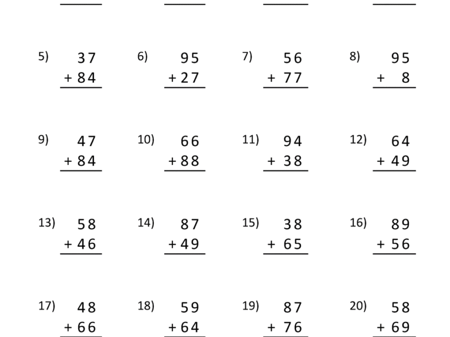 Double Digit Addition With Regrouping