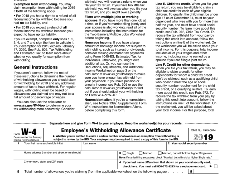 Form W4 Fill Online Printable Fillable Blank