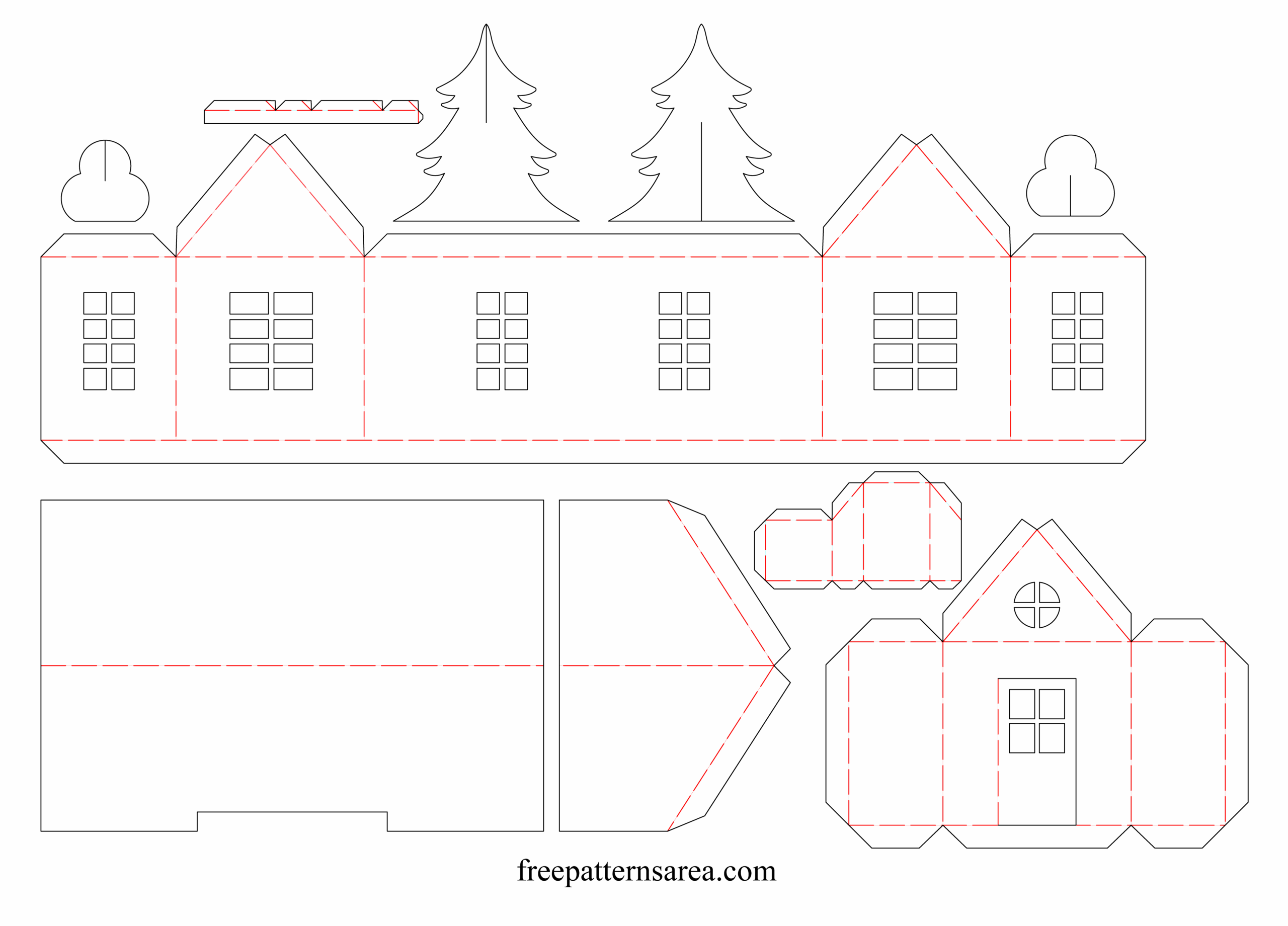 Free Printable 3D Paper House Template For Craft FreePatternsArea