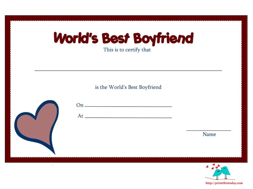 Free Printable World s Best Boyfriend Certificates