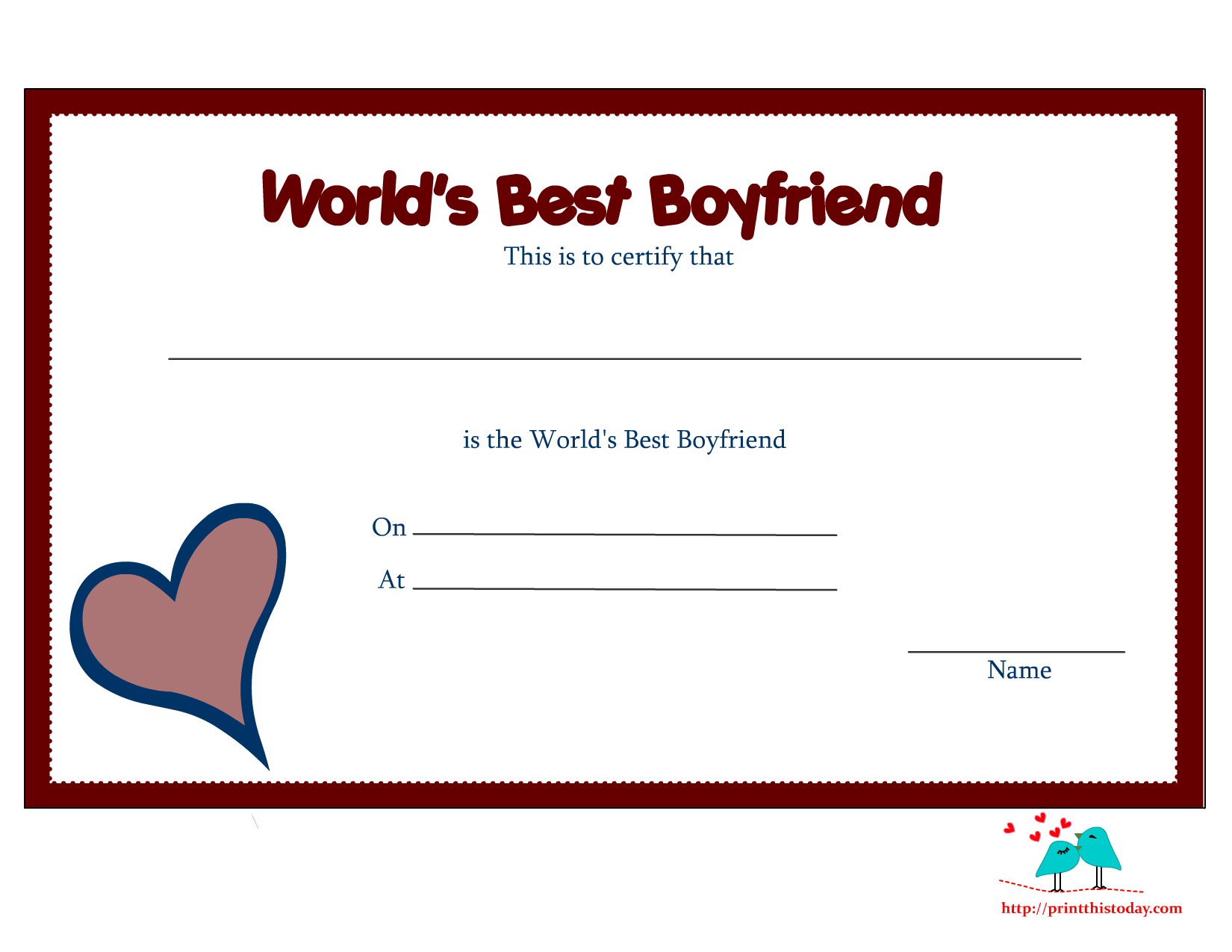 Free Printable World s Best Boyfriend Certificates Free Printable World s Best Boyfriend Certificates