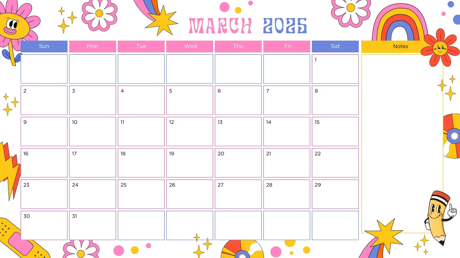 Free To Edit And Print March 2025 Calendar Templates Canva