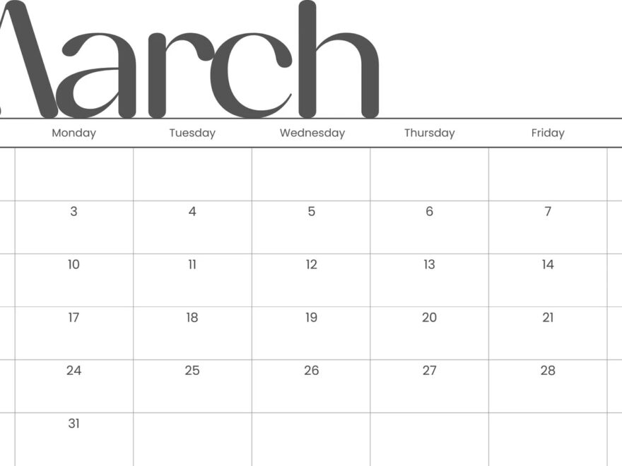 Free To Edit And Print March 2025 Calendar Templates Canva