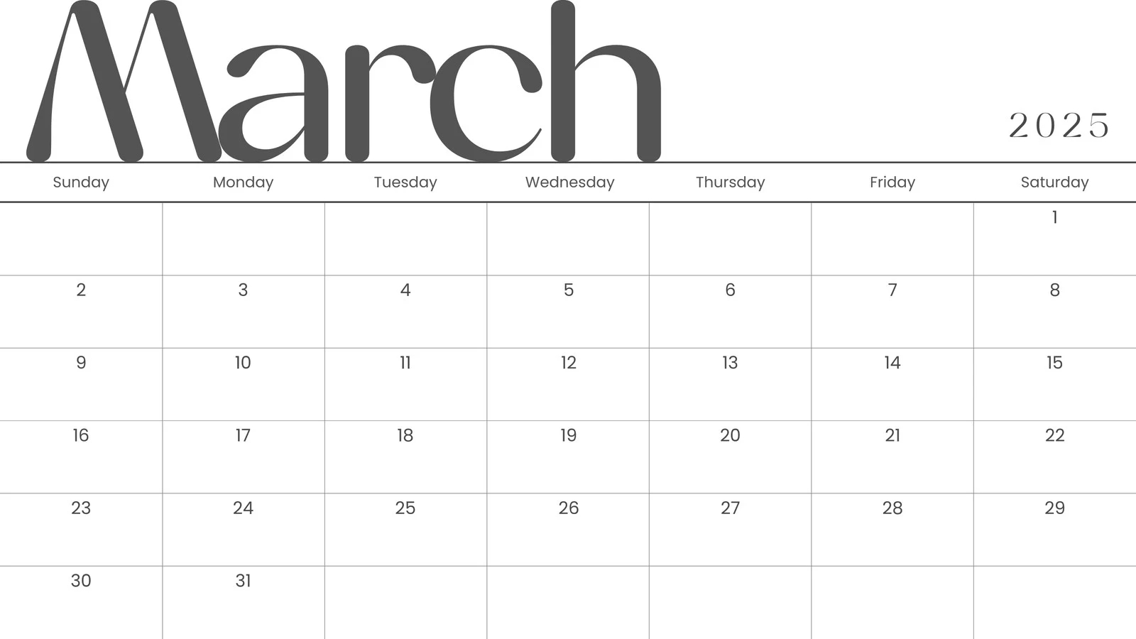 Free To Edit And Print March 2025 Calendar Templates Canva