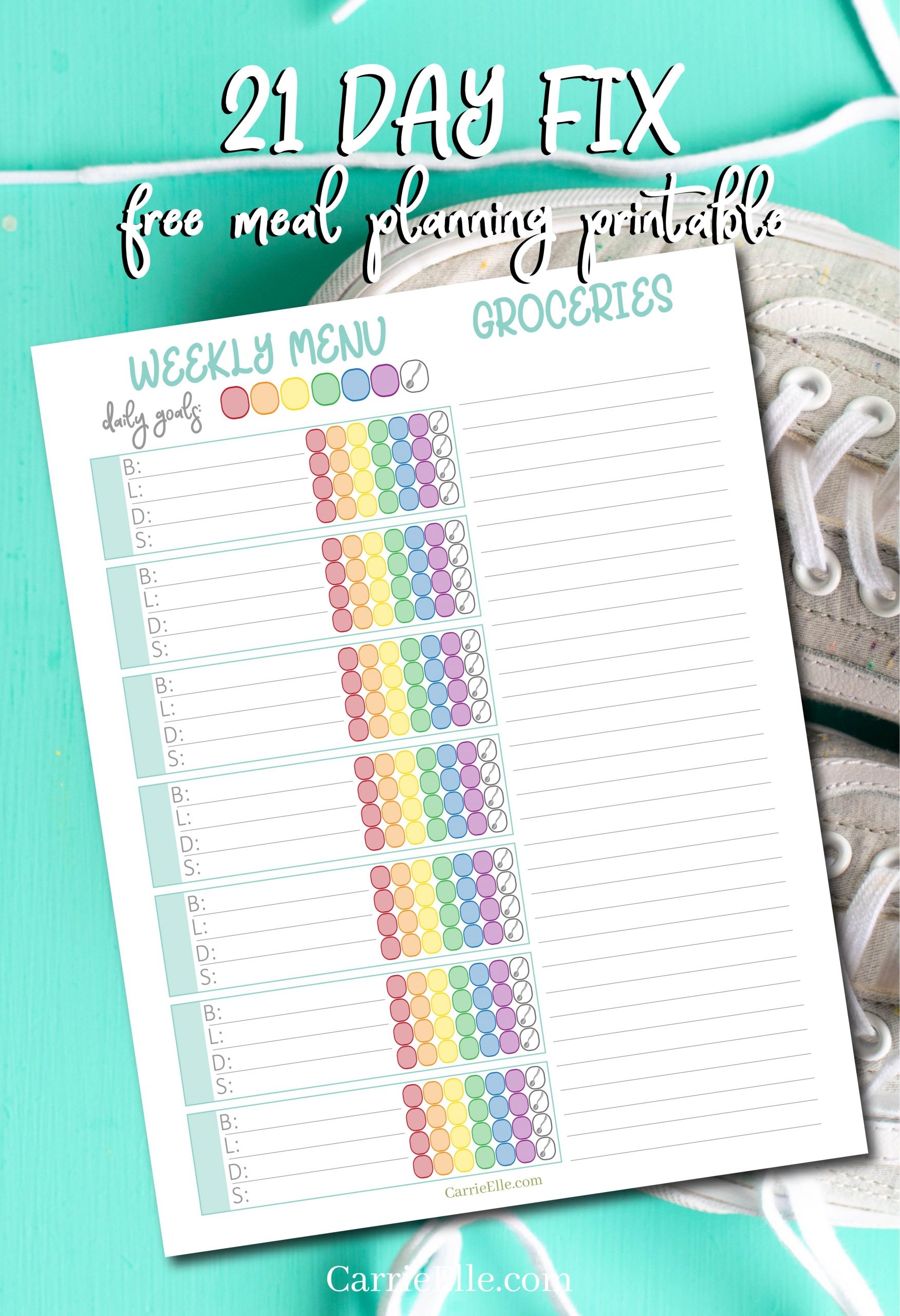 Printable 21 Day Fix Weekly Meal Planner Carrie Elle