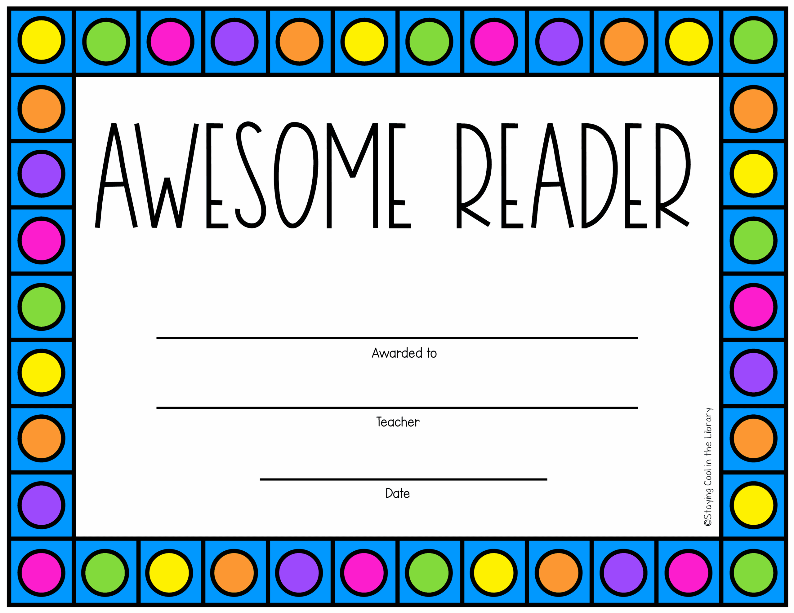 Award Certificate Printable Reading Award Certificate Printable