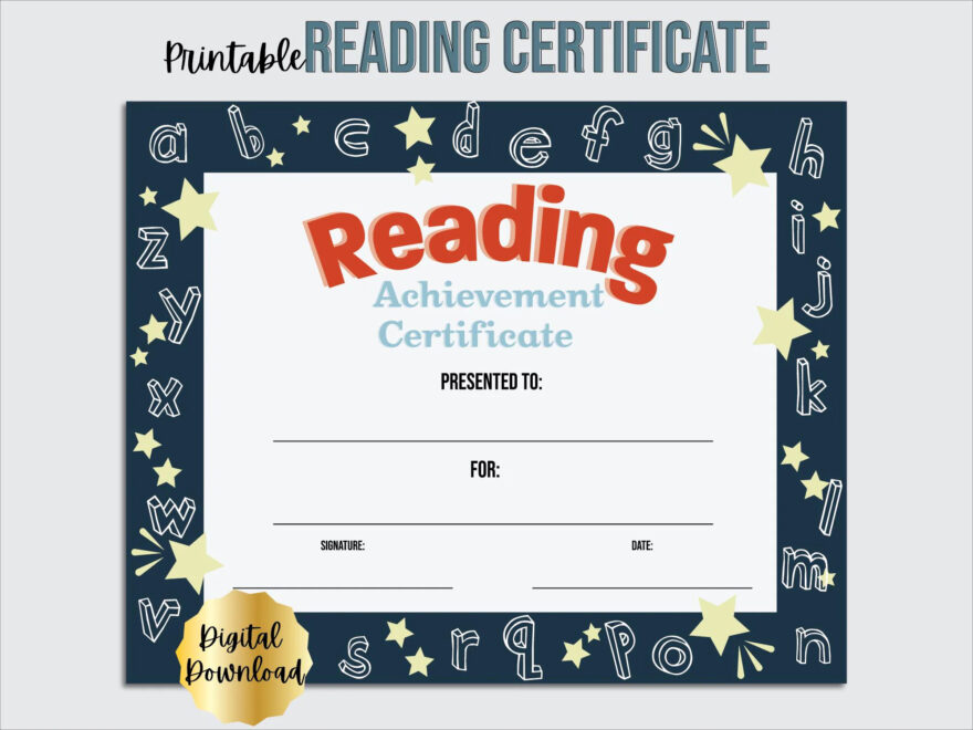 Reading Certificate Template Award Of Recognition Editable PDF Digital Download Classroom Award End Of The Year Award Etsy