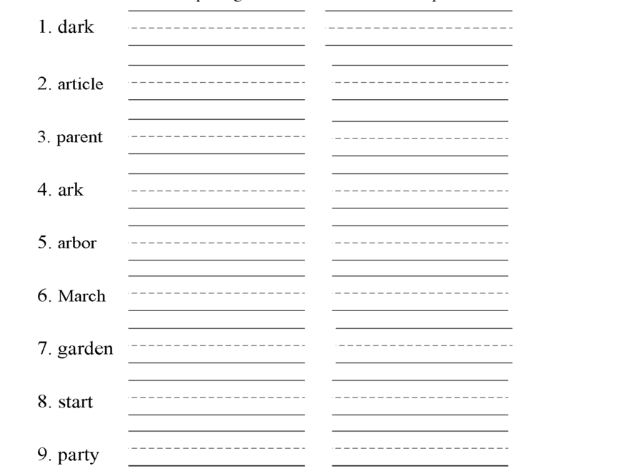 Third Grade Spelling Worksheets Printable Word Lists Practice Activities